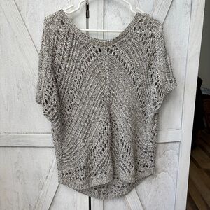 Express Open Stitched Marled Sweater Women’s Size Small Black Creme